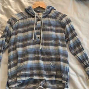 Light blue and grey poncho style striped sweater